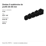 Zestaw 5 szablonów do profili 20–50 mm – cięcie 22,5° – ramy ośmiokątne – zdjęcie 4