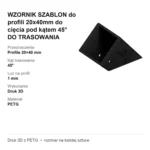 WZORNIK SZABLON do profili 20x40mm do cięcia pod kątem 45° DO TRASOWANIA – zdjęcie 5