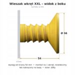 Rysunek wieszaka-wkrętu z boku – wysięg od ściany 54 mm, łeb Ø 56 mm i trzon z gwintem