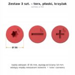 Wieszaki ścienne wielkie wkręty 3 szt. torx płaski krzyżak LOFT czerwone