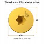 Rysunek wieszaka-wkrętu od frontu – łeb o średnicy 56 mm z gniazdem torx