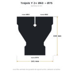 Trójnik Y do rekuperacji 2× Ø63 / Ø75 – rozgałęzienie rur flex