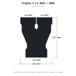 Trójnik Y do rekuperacji 2× Ø63 / Ø90 – rozgałęzienie rur flex