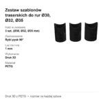 Zestaw szablonów traserskich do rur Ø30, Ø32, Ø35 – rybi pysk 90° – 3 szt.